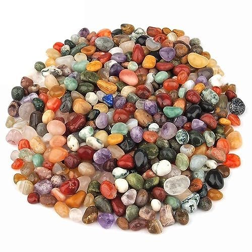 1 kg Wunderstein24 Bunter Trommelsteine - Mix echte Edelsteine - 100% Naturmischung aus Indien Ø ca. 10 – 15 mm Heilsteine Wassersteine Glückssteine Mineralien Dekosteine