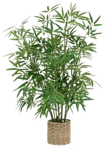 Atmosphera - Bambou Artificiel avec Pot en Paille, H 100 cm, Aspect Réaliste - Plante Décorative pour Intérieur, Salon, Entrée