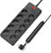 IECOPOWER multiprise 10 Prises,USB multiprise(PD 20W 2 USB-C Ports et 2 USB-A Ports), multiprise avec Interrupteur,4000W/16A,1050 J, multiprise parafoudre et câble d'extension de 2 m, Noir
