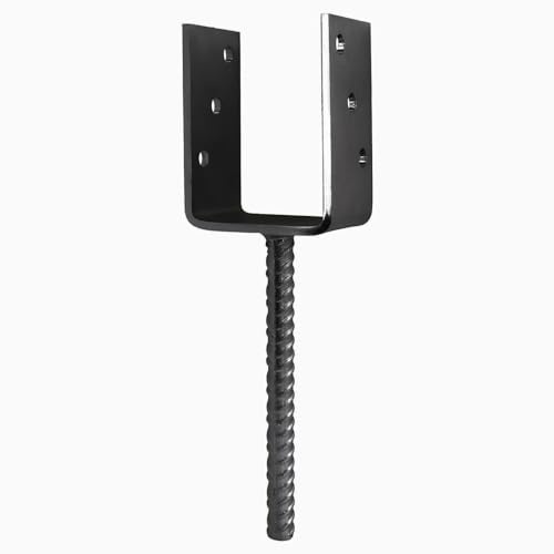 U Shape Post Support Size: 91mm (3.6) Black (Pack of: 6) Base Bracket Heavy Duty Concrete-in Fence, Decking Anchor