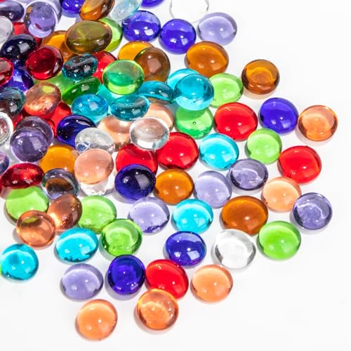 Mini marmi di vetro piatti,800g perline di vetro di colore della miscela per vasi,fondo floreale Mancala gemme ciottoli rocce per acquario,riempitivi di vasi,decorazioni per la casa (0,5 ~ 0,7)