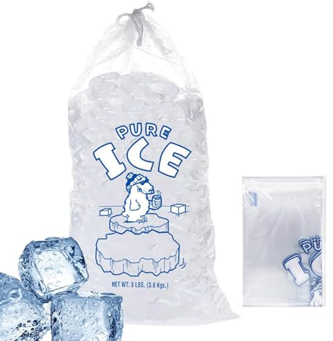 Bolsas de hielo de 8/10/20 libras, 10 bolsas de hielo resistentes con cordón, bolsas de cubitos de hielo para hacer hielo, bolsas de hielo vacías, bolsas de hielo para máquina de hielo, bolsas de