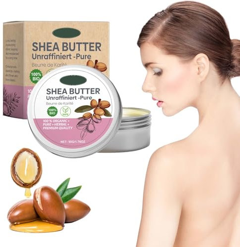 Sheabutter Unraffiniert Bio Shea Butter Bio Unraffiniert Shea Butter Bio Unraffinier-Pure-Premium Qualität Feuchtigkeitsspendend & Intensiv Pflegend für Alle Hauttypen