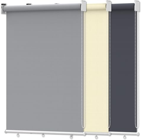 Verdunklungsrollo Klemmfix, Schalusien Jalousien Fenster 100x140cm, ohne Bohren, Rollos Hitzeschutz für Fenster-Tür, Thermorollo, Seitenzugrollo Sonnenschutz, Fensterrollo, klemmrollos, Anthrazit