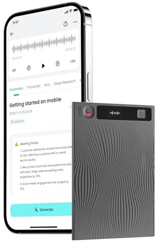 Mobvoi TicNote KI Digitales Diktiergerät, 64 GB Speicher, Notizrekorder mit Hülle, App-Steuerung, über 100 Sprachen, Transkribieren, Zusammenfassen mit AI Shadow,digitaler Audiorekorder Sprachrekorder