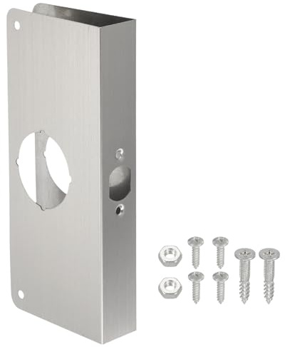 PATIKIL Placa De Refuerzo Para Puertas, 1 Juego De Refuerzo Y Reparación Para Puertas De 1-3/8 De Grosor, Tamaño De Pomos De Puerta De 9, Cerradura, Perno, Placa De Cubierta, Plateado