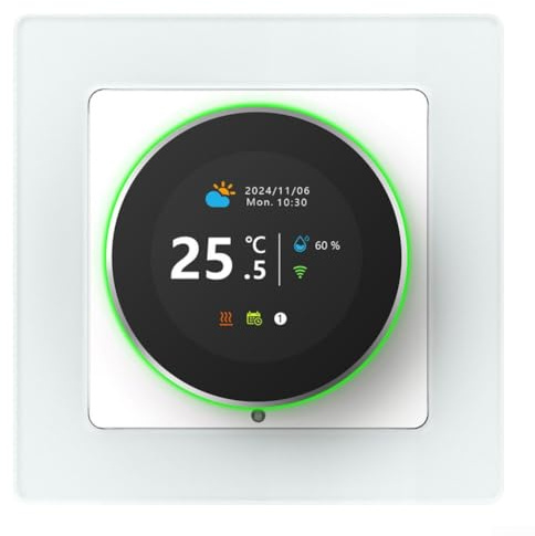 Thermostat électrique programmable pour chauffage au sol, interrupteur thermostat avec temps d'humidité et météo, thermostat de chauffage au sol réglable (chauffage au sol 16 A)