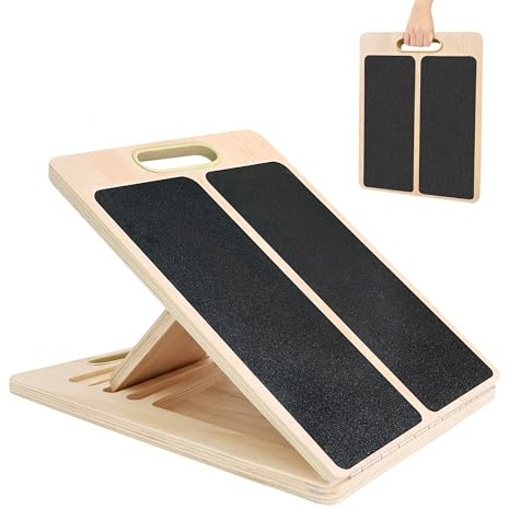 Slant Board for Calf Stretching, Adjustable Portable Wooden Calf Stretcher Incline Board, 380 lbs Weight Capacity Calf Stretch Wedge for Leg, Knees, Heel, Ankle & Stretching