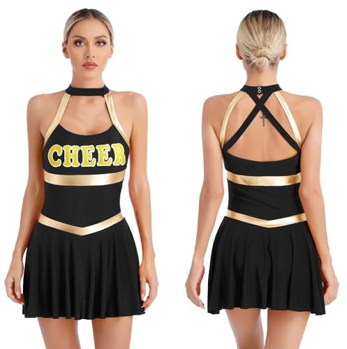 EURDFHY Cheerleader outfit Womens Cheerleading Uniform Cheerleader Costume Youthful Schoolgirl Carnical Cosplay Outfits Call Of The Night Dress(Black,XL)