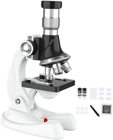 Zambuph Kit de microscopio científico para niños, emocionante Juguete Educativo con microscopio de ángulo Ajustable para niños, Kit Stem para niñas con Aumento 100x, 8 portaobjetos para