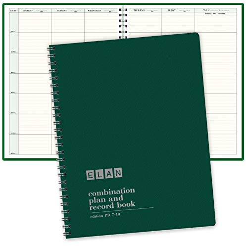 ELAN Publishing Company Combination Plan and Record Book: One efficient 8-1/2 x 11 Book for Lesson Plans and Grades Combines W101 and R1010 (PR7-10) (Green)