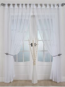 White Woven Voile Tab Top Panel. Buy One Panel Get One Free. 58 Wide x 90 Drop