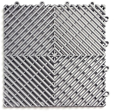 Big Floors RaceDeck Garage Floor Tiles, Interlocking Garage Flooring, Free-Flow Self-Draining Non-Slip Heavy-Duty Copolymer, Easy Install (Alloy, 48 Pack of 12 x 12 Tiles, 48 Sq Ft)