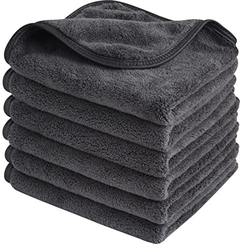 Mikrofaser Gesichtsreinigungstücher 30x30cm Make-Up Entferner Tuch - Waschbar und Wiederverwendbar Microfaser Abschminktücher Grau (6 Stück)