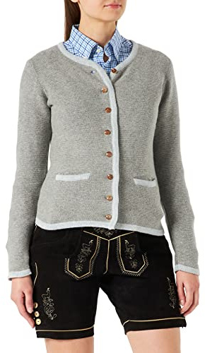 Stockerpoint Caro Damen Trachtenstrickjacke, Grau Hellblau, 38