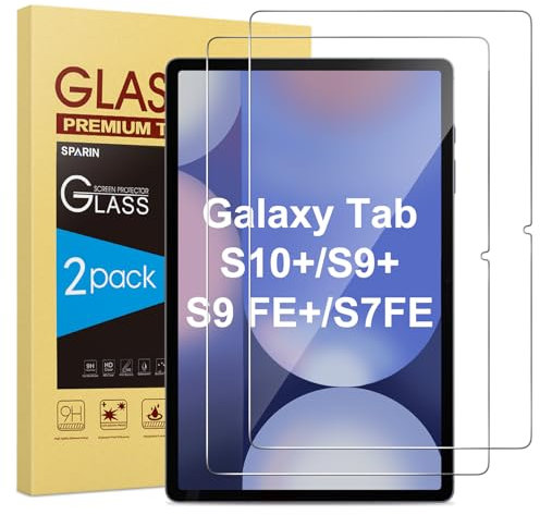 SPARIN Panzer Schutz Glas für Samsung Galaxy Tab S10 Plus/Tab S9 FE Plus /S9 Plus 12,4 Zoll, Schutzfolie für Galaxy Tab S10+/S9+/S8+/S7 FE, 2 Stück