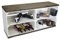 Kistenkolli Altes Land Schuhregal mit Sitzbank aus Obstkisten und massiven Holzplanken Schuhablage Schuhkommode Schuhbank aus Holz Maße 100 x 29 x 45cm L x T x H (Sitzbank weiss mit schwarzen Planken)