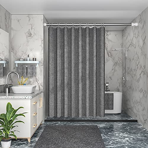 Lkw Ogechi 180 x 220 cm linne vattentätt duschdraperi, mögelbeständigt extra långa tunga duschgardiner, linne vattentåligt duschdraperi med viktad fåll för våtrum (grå)