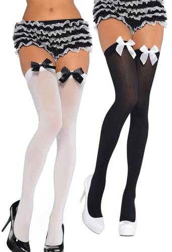Calze sopra il ginocchio da donna, Bianco + nero