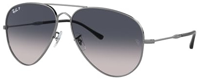 Ray-Ban Rb3825 Old Aviator Lunettes de soleil, Gris métal/bleu dégradé polarisé, 58 mm