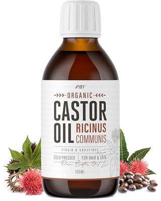 Organic Castor Oil 100ml – 100% Unrefind & Cold Pressed – Hexane Free – for Skin & Hair – Sustainably Sourced – By Alpha01