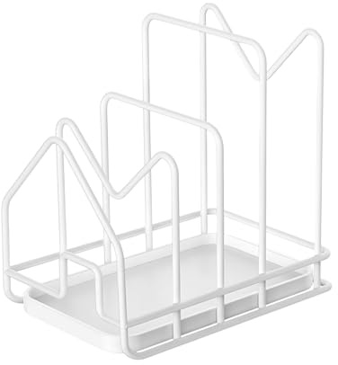 Naapesi Soporte para Tabla de Cortar, Estante para Tapas de Ollas, Organizador Bandejas Cocina, Separador de Sartenes, Ahorra Espacio en la Cocina, para Tapas de Sartén, Platos, Vajilla (Blanco)