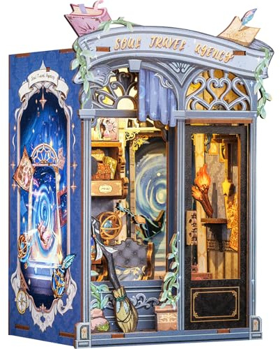 CUTEBEE Book Nook Kit - Magisk Resa Dockhus, Exklusivt Miniatyrhus för Känslomässig Läkning, Bokhyllesdekor, Unik Gåva till Familjen (Soul Travel Agency)