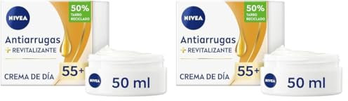 NIVEA Crema de día antiarrugas revitalizante 55+ FP 15 (1 x 50 ml), crema hidratante facial para mujer con protector solar, crema antiarrugas para pieles maduras (Paquete de 2)