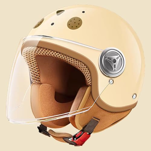 Medio Casco Infantil con Visera Solar, Casco De Moto Infantil, Casco De Scooter Certificado ECE 22.06 para Niños Y Niñas De 3 A 15 Años, Talla Única C,45-55cm