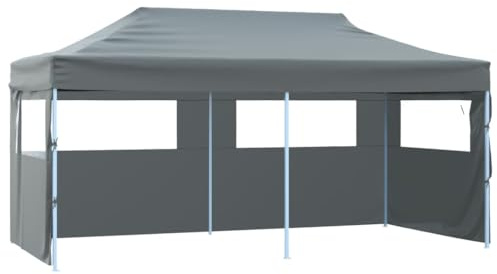 Fällbart popup-festtält med sidoväggar 3 x 6 m antracit