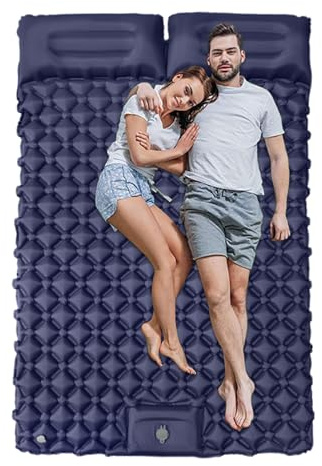 Renopfect Matelas gonflable double pour 2 personnes avec oreiller, accessoire d'extérieur léger et compact pour le camping, la randonnée, le trekking, les voyages