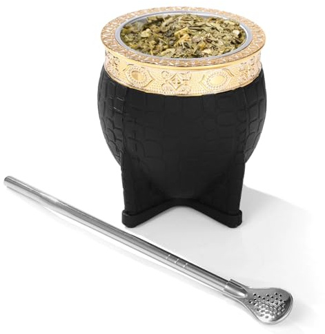 Tazza biologica di Yerba Mate e Bombilla insieme, 3.9X3.4 in tazza di zucca con la paglia del cucchiaio