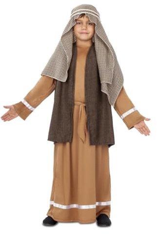 My Other Me - Costume da San Giuseppe per bambino con foulard, cordino, tunica, cappotto e cintura in marrone taglia 10-12 anni. Perfetto per una rappresentazione natalizia indimenticabile