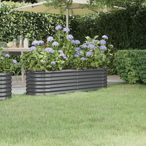 WRJENFSC Potager surélevé Ovale Anthracite 152 x 40 x 36 cm Acier galvanisé thermolaqué bac Potager Exterieur Robuste pour Jardin Balcon terrasse