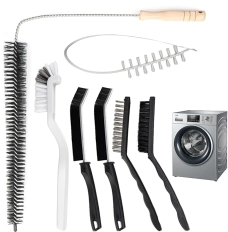 BieMian Kit de 7 cepillos limpiadores de lavadora, cepillo de limpieza de grietas del Reino Unido, cepillo de limpieza de radiador para limpieza profunda, lavandería, baño, cocina, ducha, fregadero
