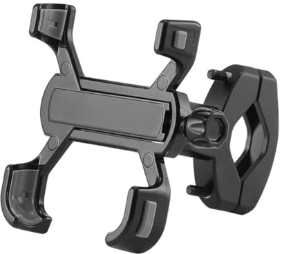 QOXEZY Supporto per telefono da bicicletta e moto, con 4 ganci, rotazione a 360°, per attacco manubrio compatibile con iPhone e smartphone Android, nero