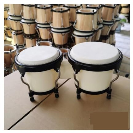 Bongos Plasttrumset för instrument Bongo trumslagverk 4 + 5 tum med integrerad design (vit)