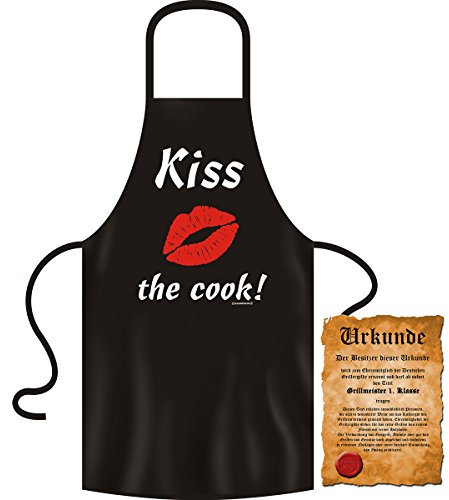 Kiss the cook! - Geburtstag Set Grillschürze mit Besitz-Urkunde