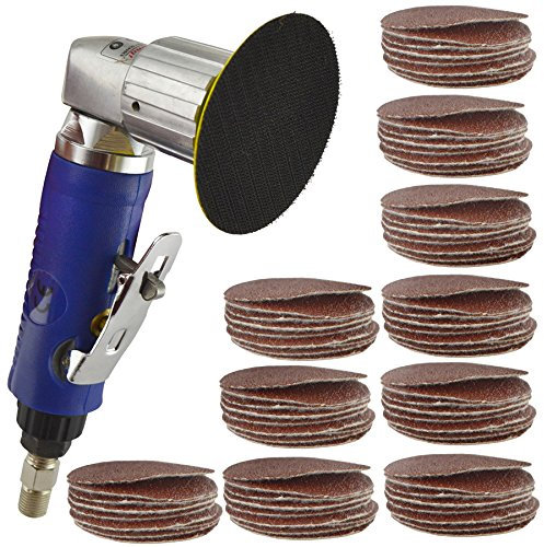 2 Air Angle Sander Grinder Polisher and 100 Pack 120 Sanding Grit Hook/Loop Pads