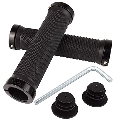 BeiLan 2 Pièces de Poignée de Guidons Pour Vélo VTT Double Verrouillage Poignée Caoutchouc Cycliste （Noir