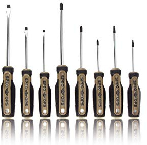 Spec Ops Tools 8-Piece Screwdriver Set, Phillips, Slotted, Square, Magentic Tip, Cr-Mo Steel Shaft