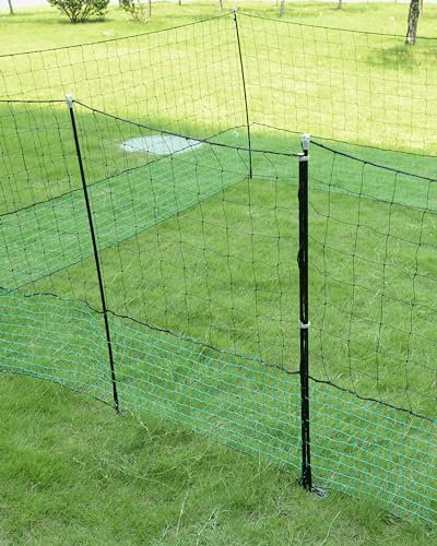 Agrarflora Geflügelnetz - engmaschiger Hühnerzaun - Weidezaun - Kleintierzaun mit Zugangstor, Pfählen und Heringen - mobiler Geflügelzaun - Farmzaun - Größe: 12m x 125cm