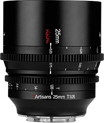 7 hantverkare 25 mm T1,05 stor bländare Cine lins manuell fokus låg distortion mini bio lins M4/3 för Olympus och Panasonic svart