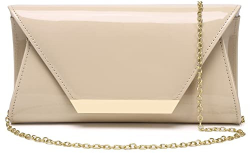 Clutch aus Lackleder für Damen, Abendtasche, stilvolle Schultertasche für Weihnachten, Hochzeit, Party, Abschlussball, Nude 265