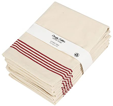 Candy Cottons Stripe Kitchen Towels Decor 18x28 in Cotton Dish Towels Boho Embroidery Festive Gift Set of 6 Pantry Kitchen Vintage Farmhouse Reusable Kitchen Dish Towels|Red