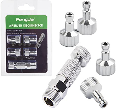 Raccord rapide pour aérographe Fengda BD-117K avec 4 douilles 1/8 pouces et adaptateurs de prise pour changer rapidement les pistolets aérographes