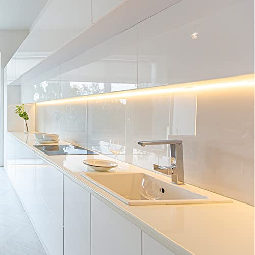 DE SANCTIS LIGHT DESIGN Led Bajo Mueble Barra Cocina Perfil Con Sensor Dimmer Luz Continua Alimentación Profesional Made In Italy (Blanco Cálido, 180Cm Blanco)