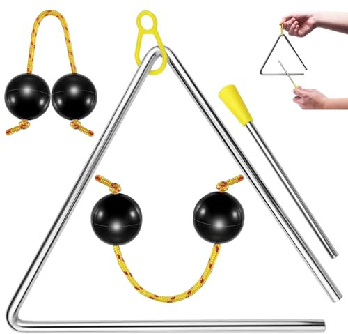 GZhaimai 2 Stk Percussion Instrumente, Klassisch Instrument mit 1 Stk Triangel Instrumenten für Kinder, Erwachsene, Anfänger, Partys, Musikunterricht