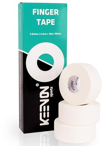 keenon sports® Fingertape – Dermatest: “SEHR GUT“ – Boulder Tape Klettertape – Handtape Volleyball, Basketball, Handball – Sporttape (3 Rollen je 10m, 2,5cm breit, Weiss)