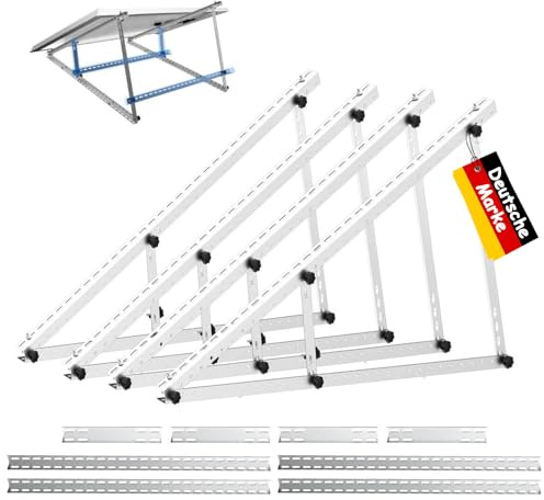 Rhein Beleuchtung Support en aluminium renforcé pour panneau solaire, 118 cm, angle 0-90°, convient pour toits plats, murs, caravanes, bateaux, panneaux 100W-800W
